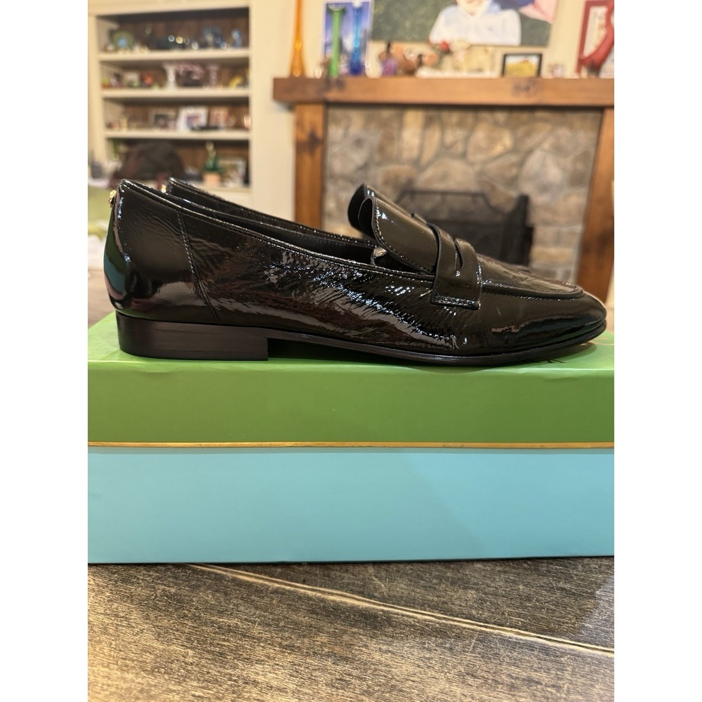Kate Spade New‎ York BLACK CRINKLE PATENT Women's Genevieve Loafer Size 8 - Picture 4 of 12